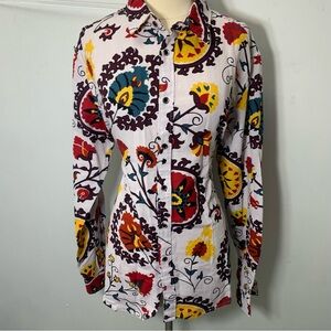 🧚‍♀️ 2 x $25 Luc Matton button down shirt paisley print cotton linen blend NWT